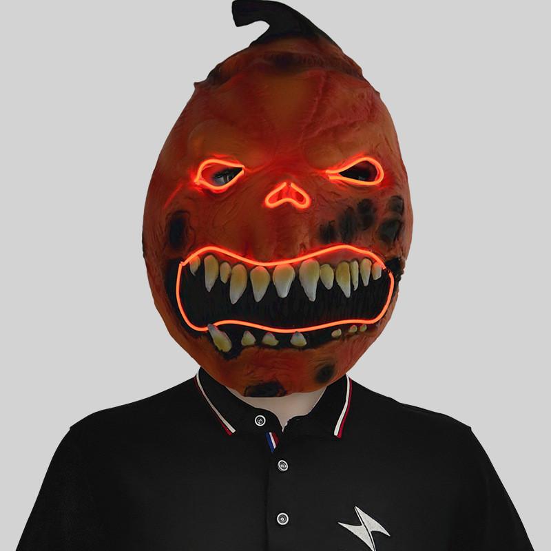 Haunting Glowing Pumpkin Head Mask For Halloween Festivities And Costume Events