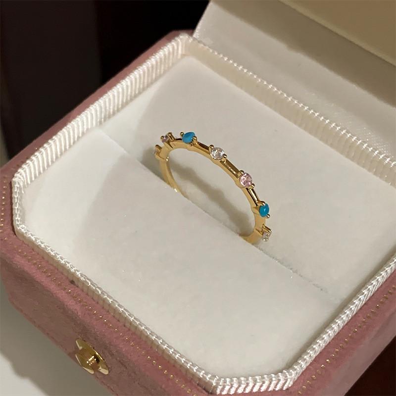 Stunning Glacier Mint Blue Enamel Ring Featuring Unique Floral Design For Women