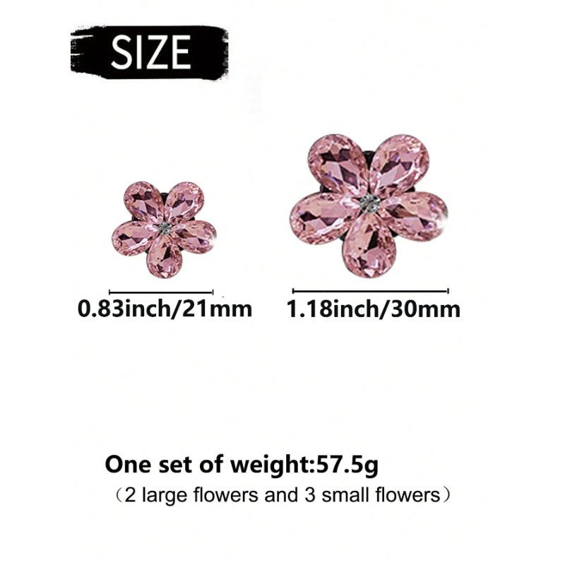 5 Pezzi Decorazione Strass a Forma di Fiore Cristallo Artificiale Clip per Bocchetta Aria Auto