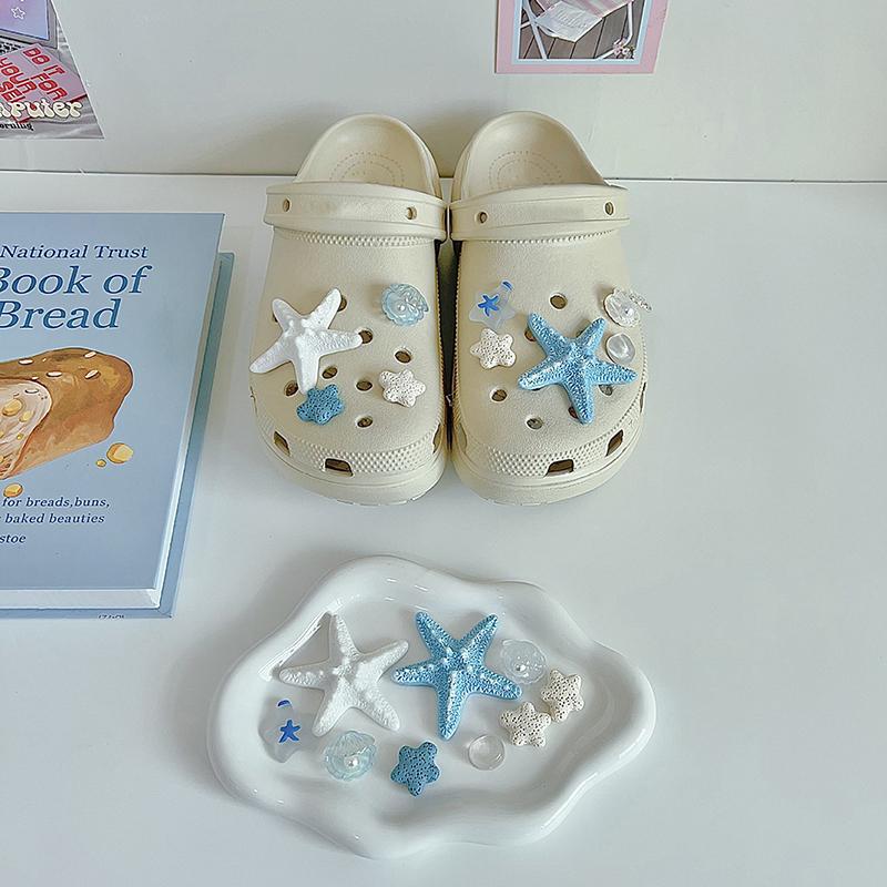 9 stk/sett Hav Vulkansk Stein Sjøstjerne DIY Avtakbart Skotilbehør For Kvinners Strand Sandaler Tøfler Dekorative Spenner