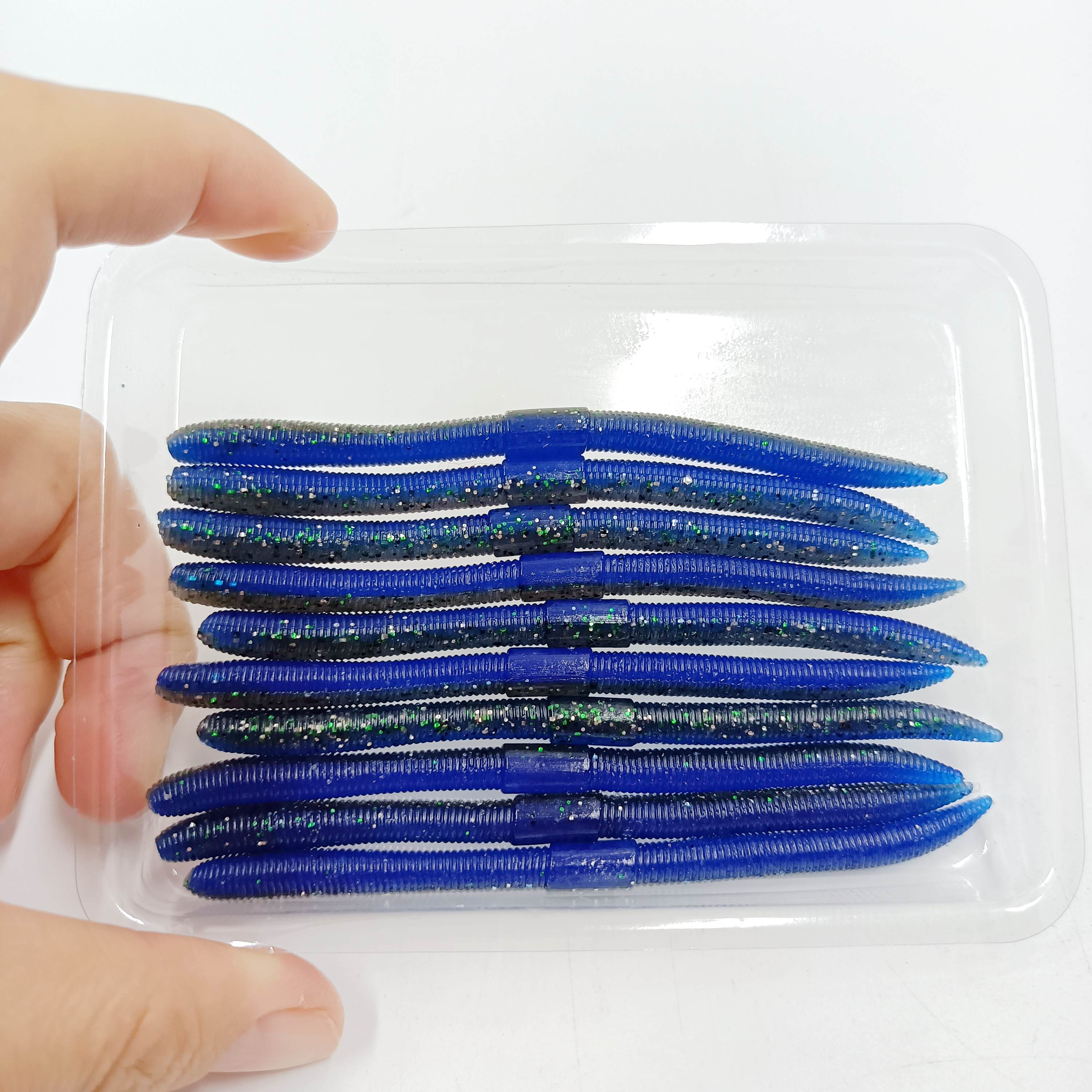 

DUODUOYU 10 шт. Мягкие рыболовные приманки «Земляной червь» 2,4 г 10 см Приманки типа «червь сенко» для оснастки «неко» Искусственная приманка Силиконовая приманка для ловли окуня Снасти синий