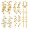 16Pcs 8 Styles Flower Polyester Computerized Embroidery Cloth Iron on/Sew On Patches, Costume Accessories, Gold, 27~276x43~168mm, 2pcs/style