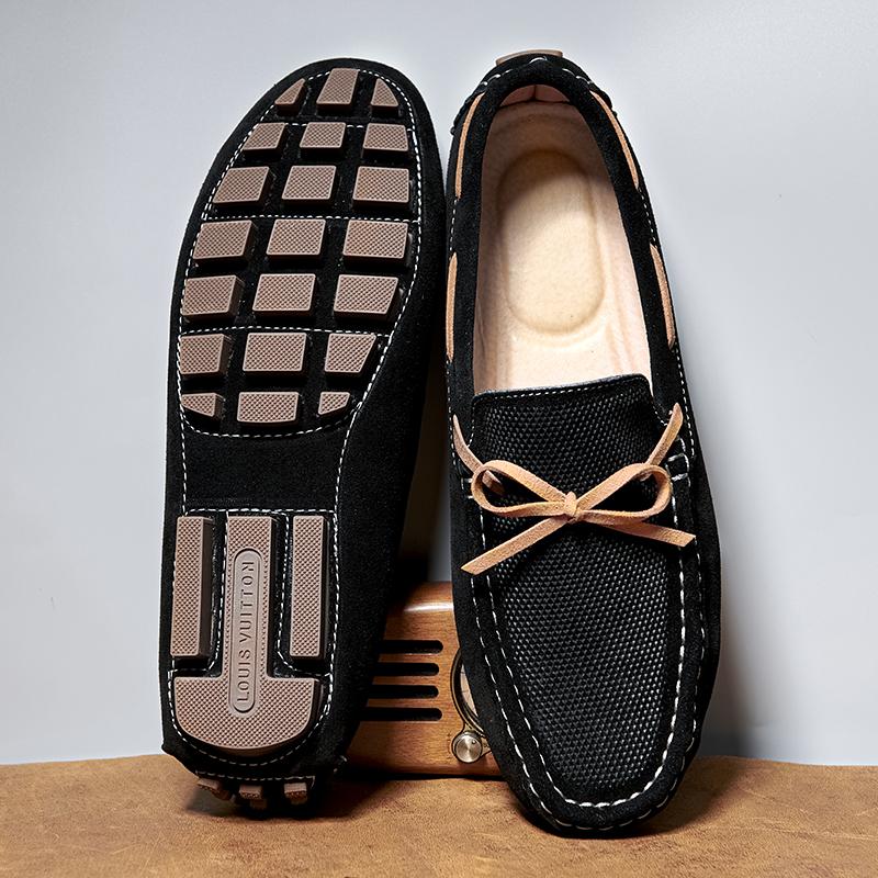 2025 Mens Moccasin Brown Black Loafers Men Leather Shoes Luxury Designer Brand Fashion Sneakers Flats Slip on Lightweight