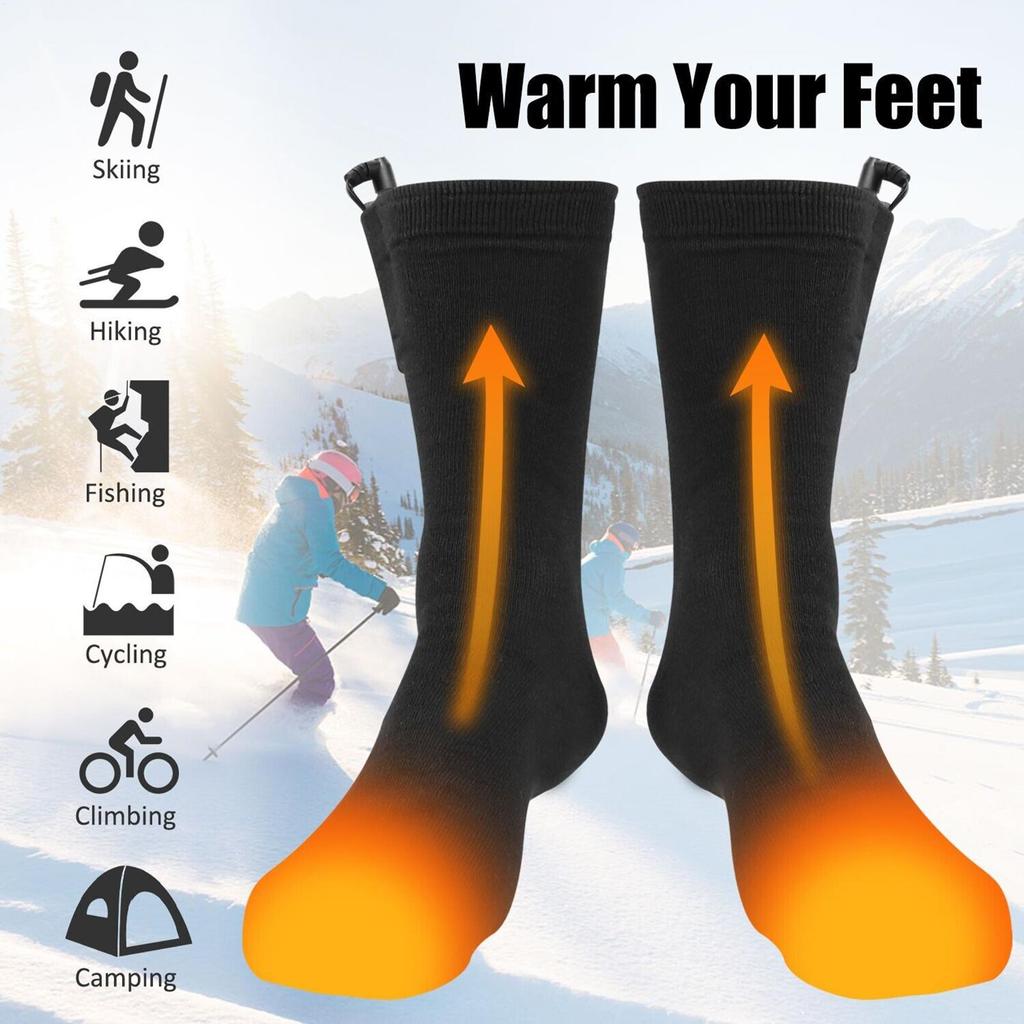 USB Heated Socks Winter Thermal Electric Foot Warmer Quick Heating Constant Temperature Cold-Proof for Skiing Outdoor Sports