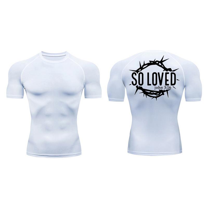 Cross Print Compression Shirt for Men Athletic Quick Dry Short Sleeve Tops Baselayer Christian Gym Workout Running T-shirts Tees