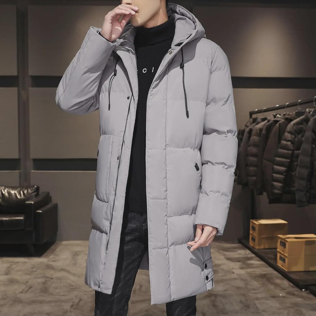 2023 Men's Thickened Mid-Length Korean Style Winter Cotton Coat - Trendy and Warm
