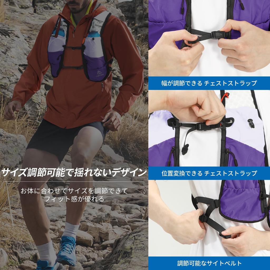 Haimont Summer Running 5L Hydration Vest with 10 Highly Adjustable Includes Emergency and Reflective Vest, Lightweight, Pockets, Breathable,