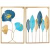 Metal Leaf Wall Hanging Decor | Nature-Inspired Leaf Design | Easy Installation (Set of 2 | Gold)