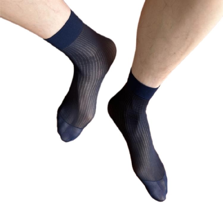 1 Pair Mens Silk Sheer Socks Nylon Dress Sock Daily Casual Stockings Work Business See Through Short Tube Ankle Socks