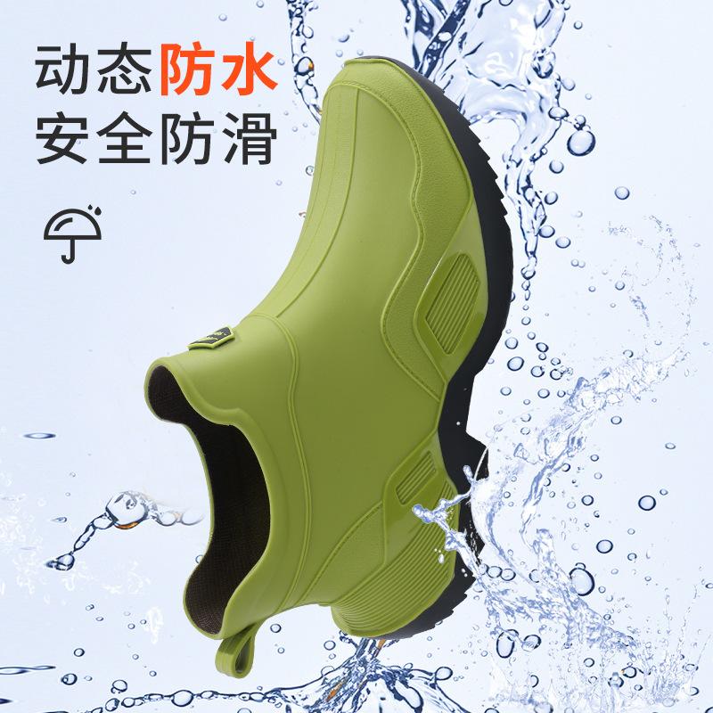 New waterproof shoes long tube dynamic waterproof summer rain shoes wear-resistant green outdoor wading rain boots rubber shoes