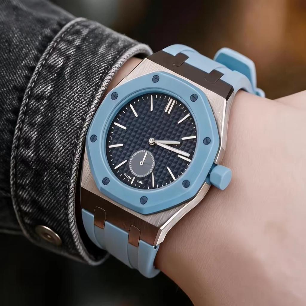 Sada pouzdra z nerezové oceli 316 s řemínkem z FKM pro Swatch X AP Royal POP s výměnnou skládací sponou pro 3/12 hodiny