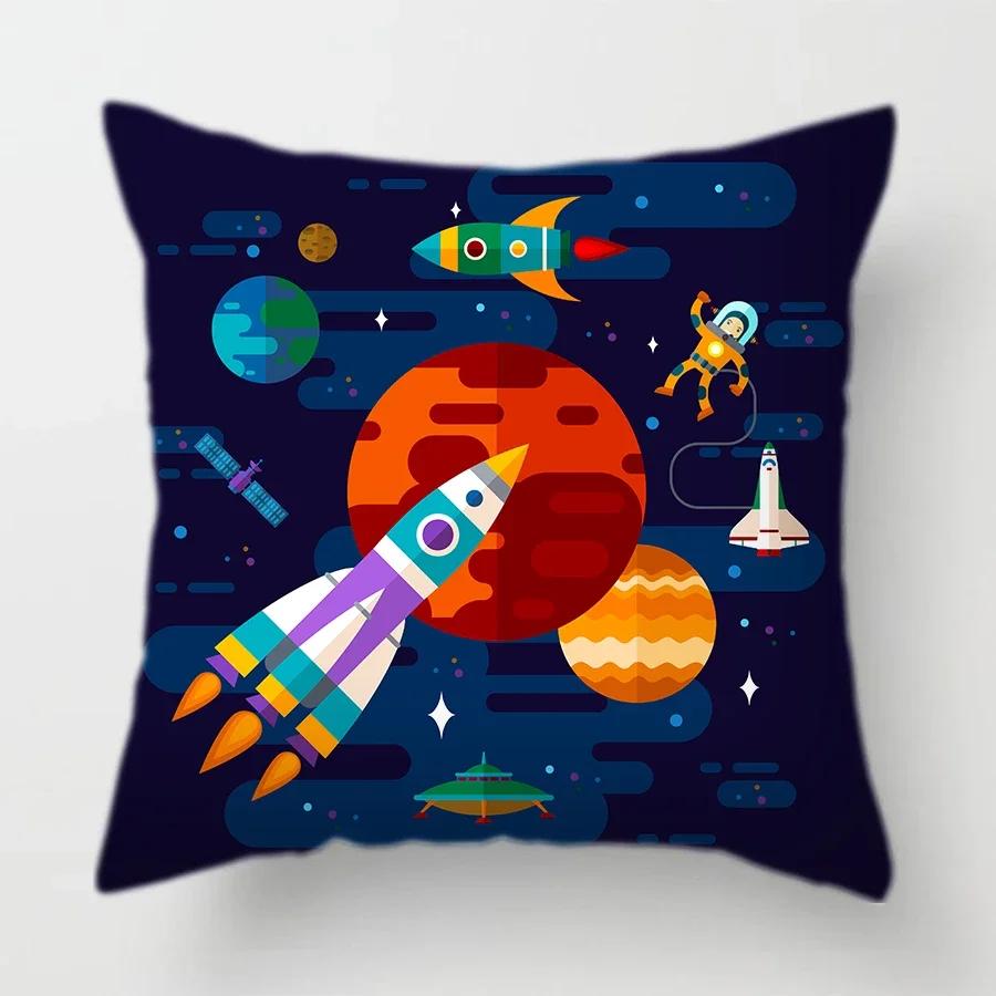 45X45Cm Universe Theme Cushion Cover Space Dream Astronaut Planet Decorative Pillows Case For Sofa Home Kids Room Pillowcase
