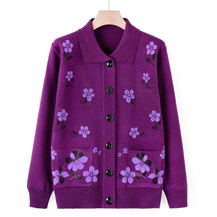 Pull-overs pour femmes d'âge moyen et âgées, vestes fines d'automne pour mères, pulls tricotés décontractés d'automne pour dames âgées et vêtements de grand-mère