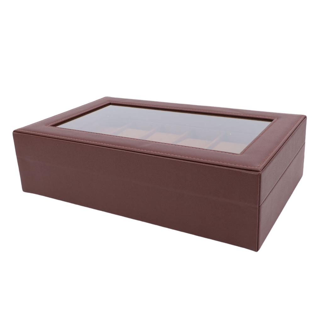 Watch Box with Watch Pillows Vintage Brown Leather 12 Slot Watch Case for Watch Display Storage