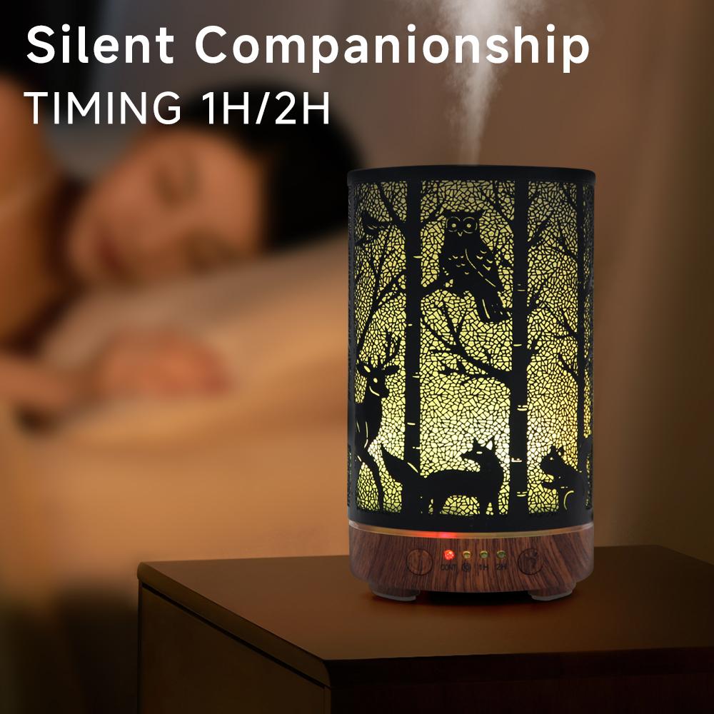 Aroma Diffusor Luftreiniger Tischgerät Ätherisches Öl Hohlhirsch Ultraschall-Luftbefeuchter 100ml Timing-Funktion Automatische Abschaltung