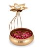 Metal Lotus Tealight Candle Holder for Diwali Decoration Items with Base of Urli Bowl -Diwali Gift Items-Urli Bowl for Home Decor