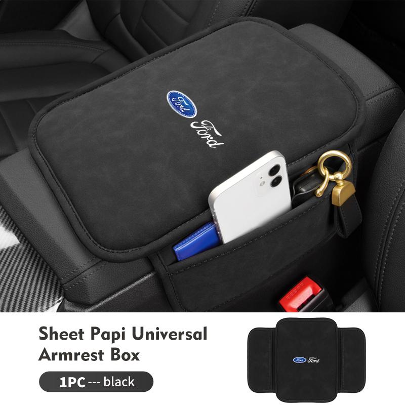AKP1 Car Armrest Box Mat With Side Pockets Vehicle Armrest Storage Cushion For Ford Escape Ecosport Fusion Explorer Expedition Taurus