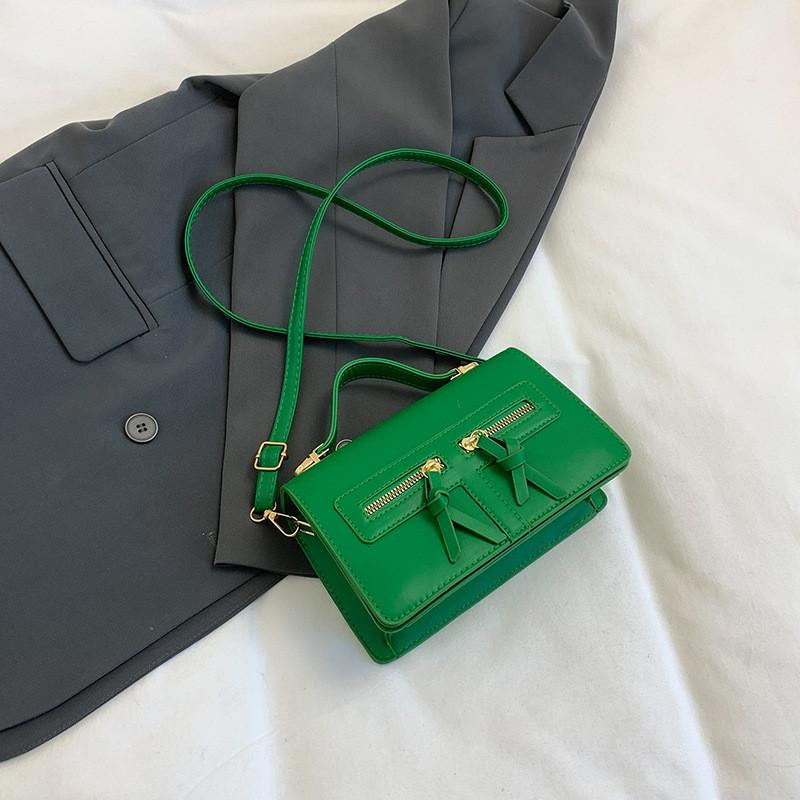 Винтажная шикарная маленькая квадратная женская сумочка с уникальным дизайном и модными цветами зелёный