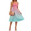 Women's Gradient Print Casual Sleeveless Dress Adjustable Straps Pockets Midi Length Summer Sundress