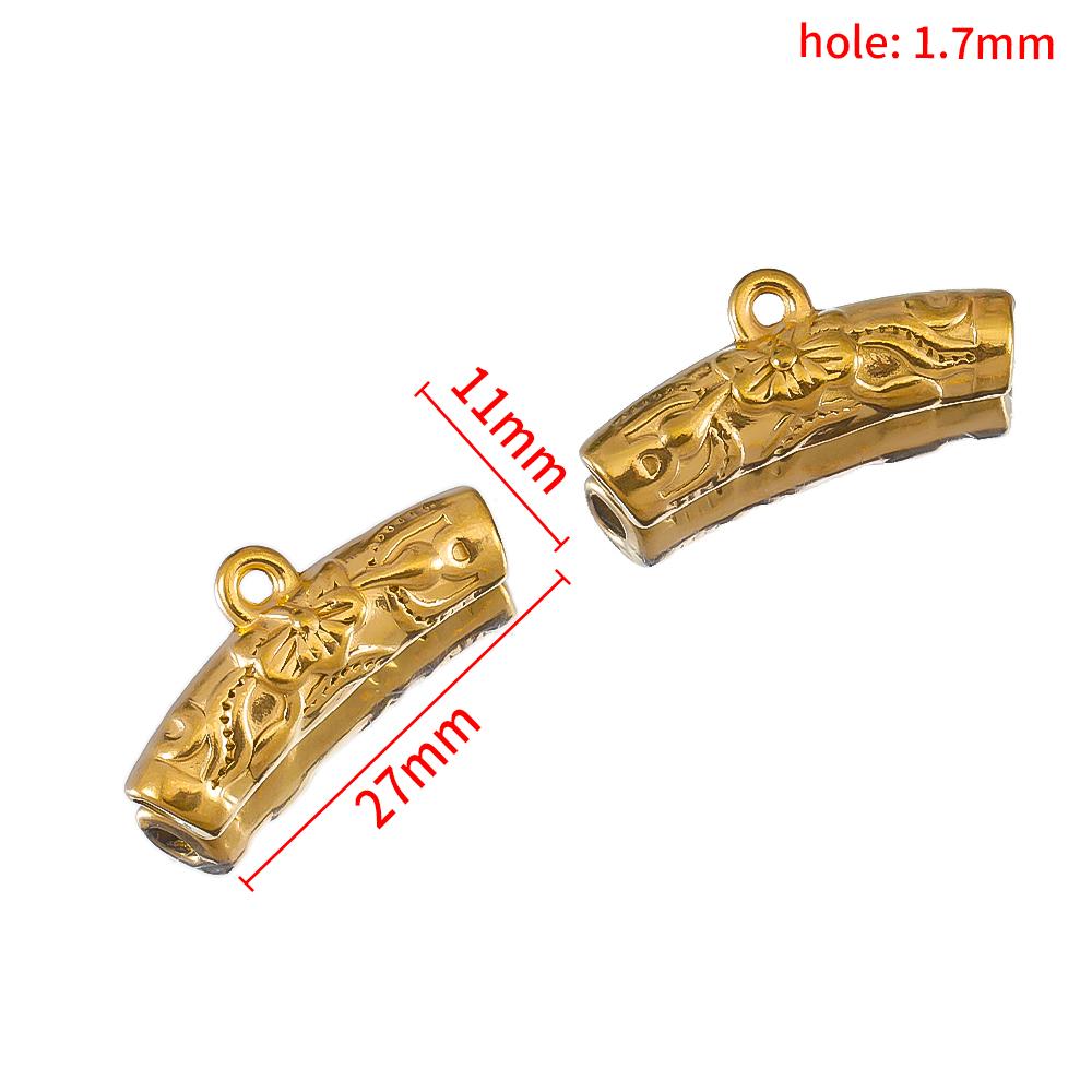 5pcs Stainless Steel Embossed Curved Tube Spacer Beads Necklace Charm Pendant Loose Beads Connectors DIY Jewelry Making Findings