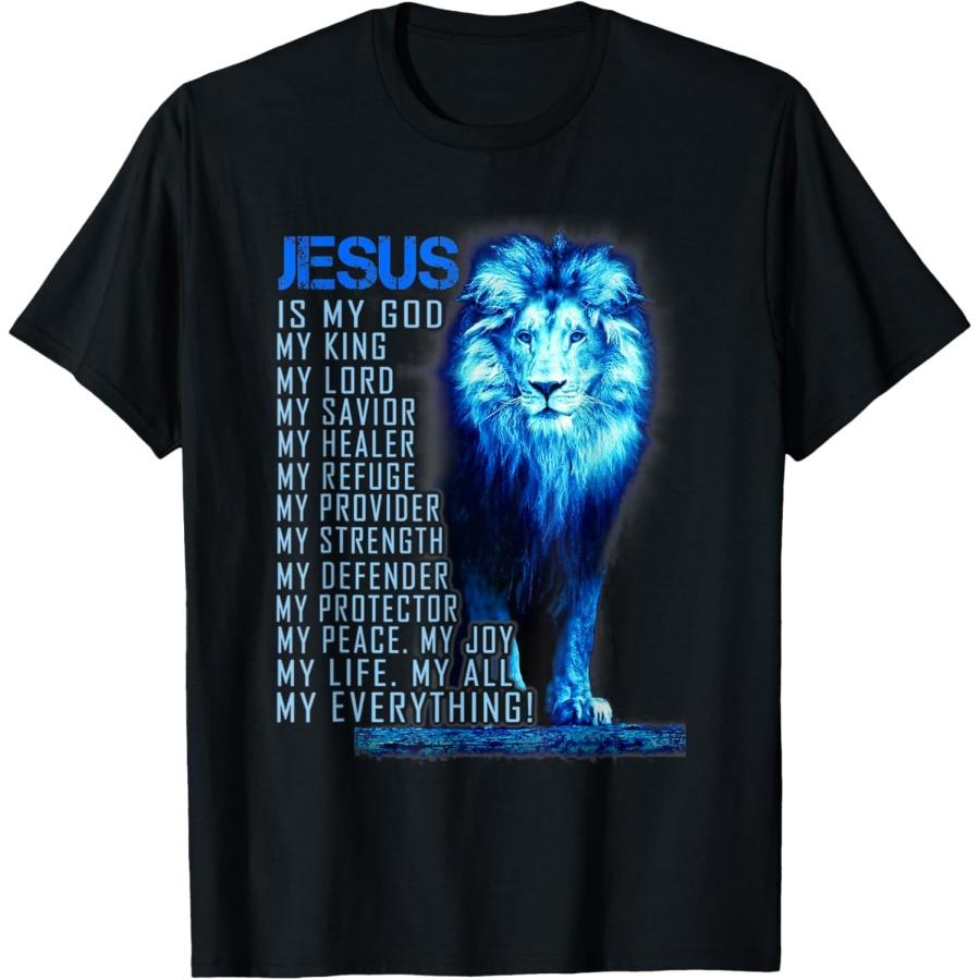 

Lion Christian Jesus Is My God King, Lord, and Savior T-Shirt(1) XXXXXL чорний