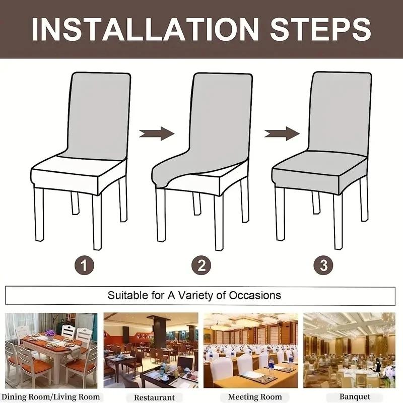 Solid Color Dining Room Chair Cover Stretch Kitchen Parsons Chair Covers Spandex Non-Slip For Hotel Banquet Parties