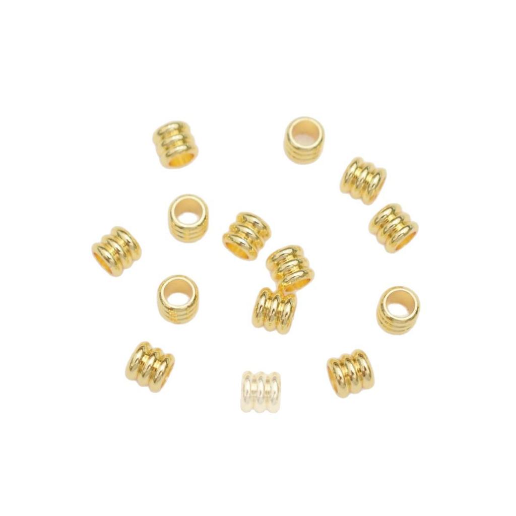 14K Gold Plated Colorfast Smooth Surface Barrel Spacer Beads for DIY Handmade Bracelets & Necklaces