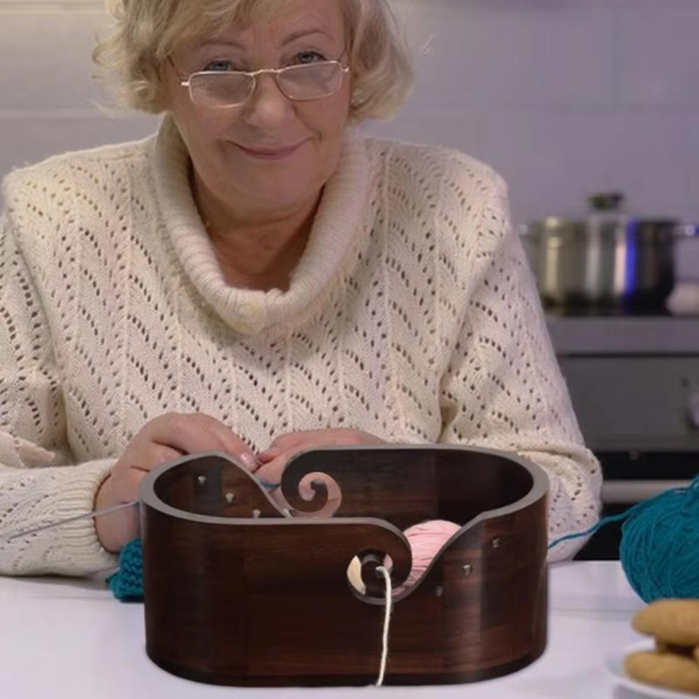 Multi-functional Yarn Bowl Wood Knitting Wool Holder Storage Tool Knitting Bowl  Handcrafted