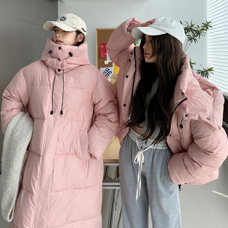 New Loose Hooded Cotton-padded Jacket Women's Extended Over-the-knee Bread Coat In Winter.