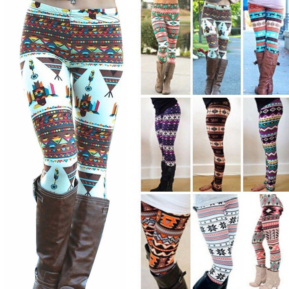 Winter Warm Women Knitted Tights Pants Skinny Slim Trousers Xmas Snowflake Reindeer Pencil Leggings