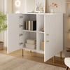 Modern White Sideboard Made of MDF with Zinc Alloy Handles & Steel Legs – Stylish Storage Furniture for Living Room, Bedroom & Hallway
