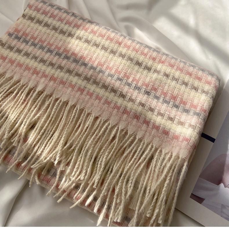 Scarf Women's Autumn and Winter New Color Plaid Warm Thickened Scarf Imitation Cashmere Fringed Shawl