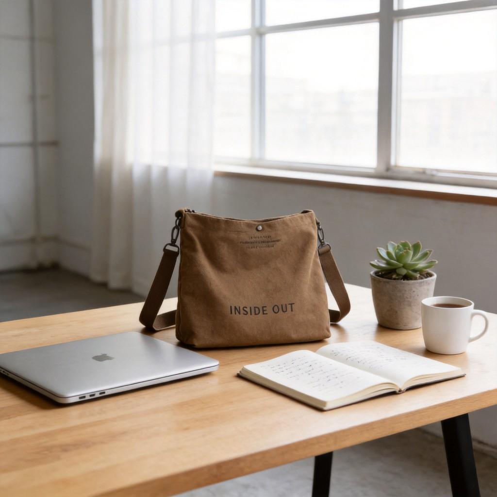 Borsa a tracolla in tela da uomo con grande capacità e design a lettere per l'uso quotidiano