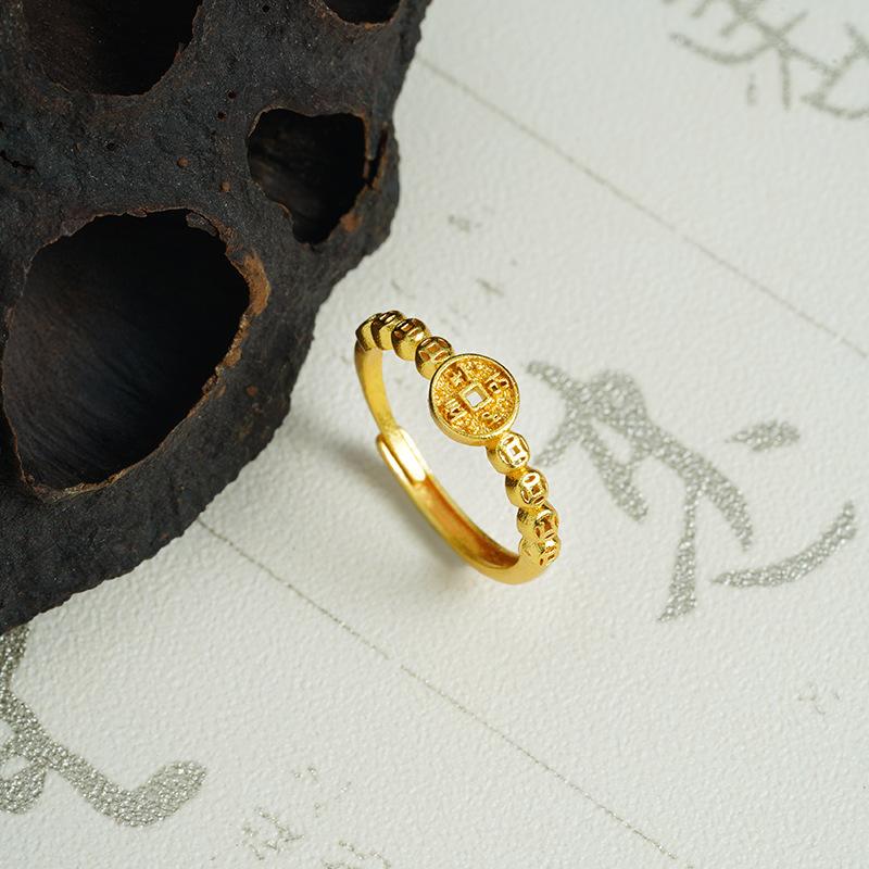 National Trend Ring Retro Hollow Coin Ring Female Design