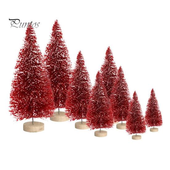 

8 шт. Рождественские елочные украшения, искусственные фигурки из заснеженной сосны, миниатюрные статуэтки рождественской елки для домашнего стола, офиса, украшения красный