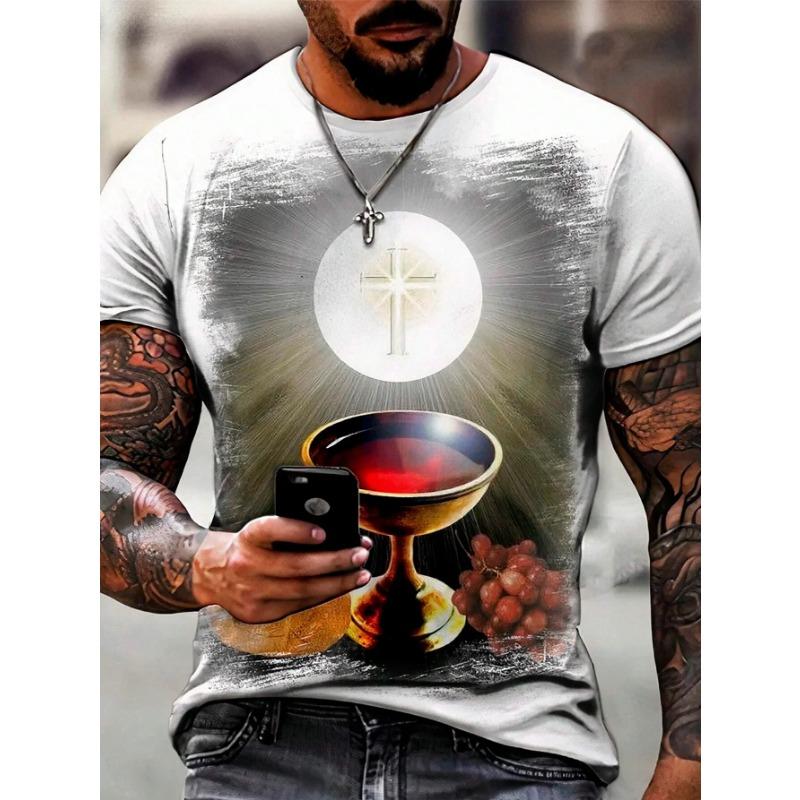 Věrné křesťanské 3D tištěné tričko s grafickým topem s náboženskou tématikou, módní pouliční ležérní kulatý výstřih, rychleschnoucí krátký rukáv, hip hop pánské tričko