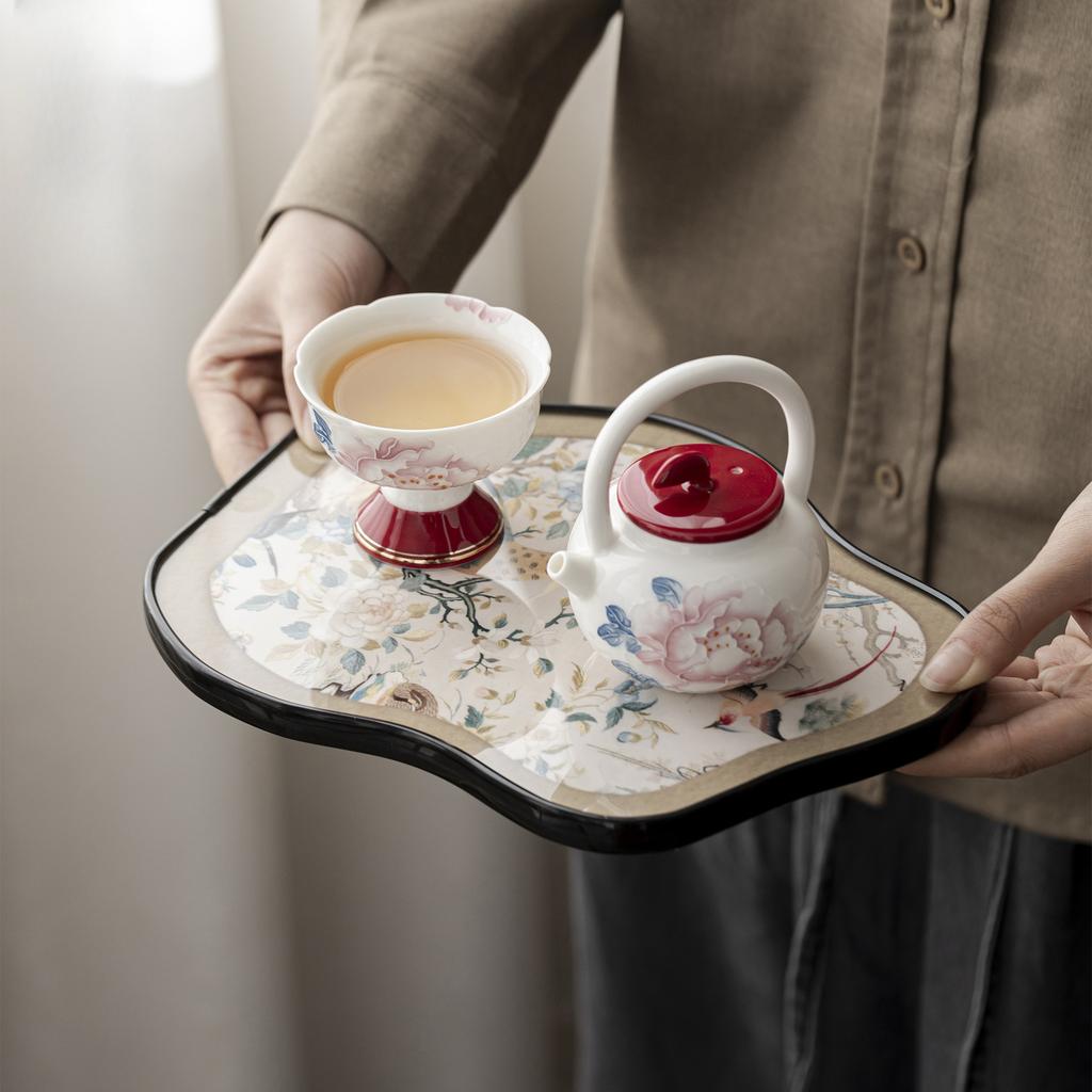 Chinesische Teeschale Gongfu Teegeschirr Unregelmäßige Trockenbrühplatte Vintage Minimalistischer Teetisch Aufbewahrungsschale