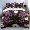 Purple and white floral Bedding sets Duvet cover sets Duvet covers Pillowcases(1 * Duvet Cover 2 * Pillowcases, without duvet insert)