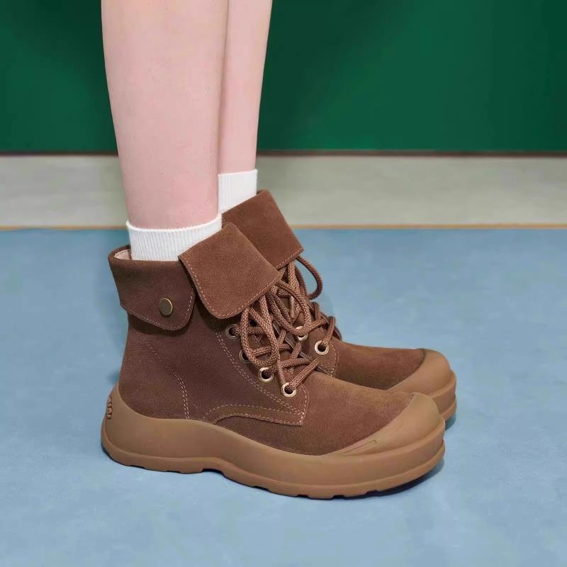 Big yellow boots women's new autumn and winter ugly cute platform locomotive Martin boots single boots short boots high top shoes