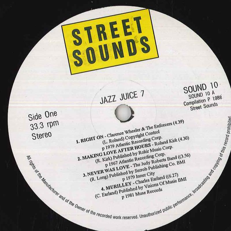 

12-дюймовая пластинка VARIOUS - Jazz Juice 7 SOUND10 STREET SOUNDS UK Джаз Б/У