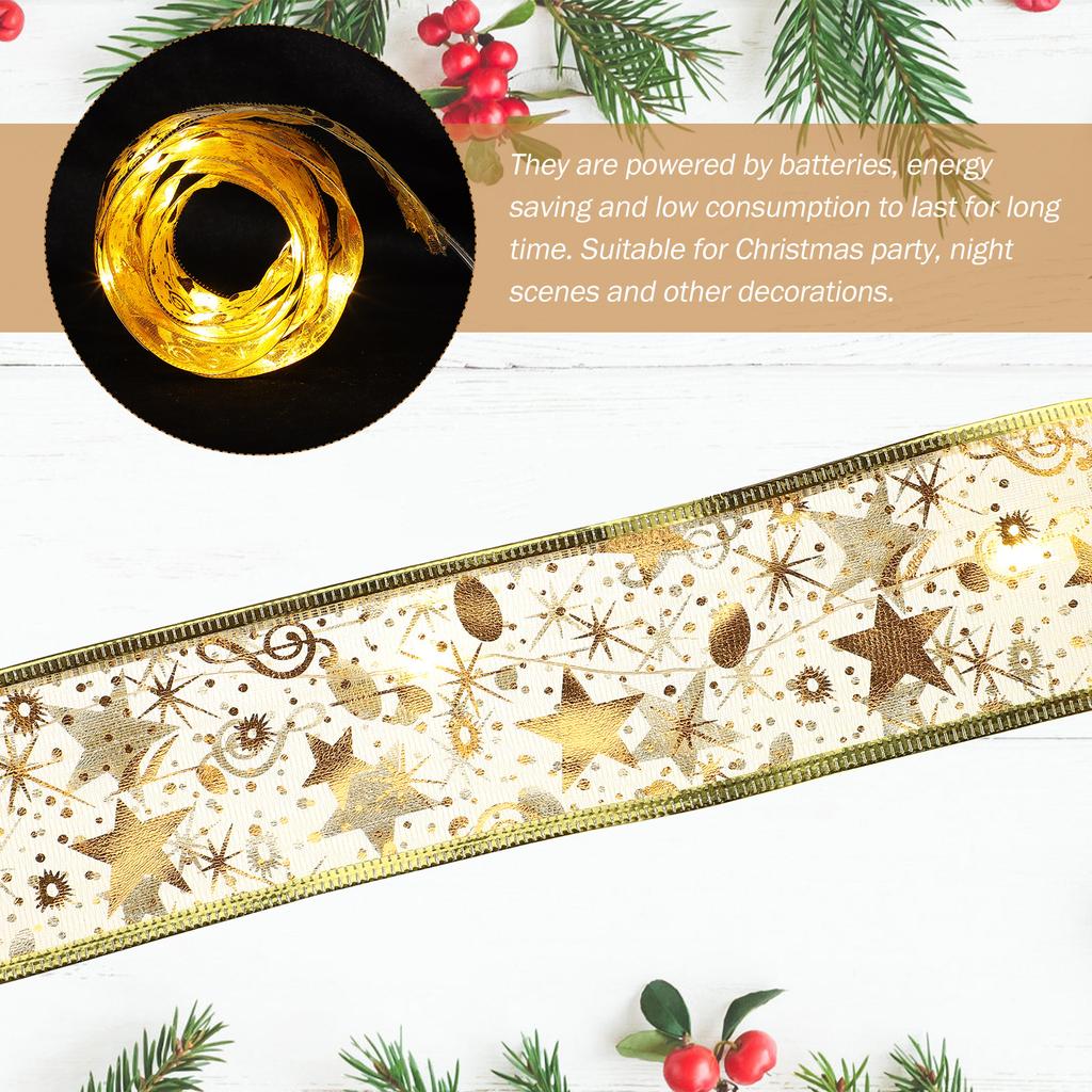 1Pcs Christmas Tree Glowing Ribbon Creative Chic Luminous Ribbon Decorative Light Strip Warm Festive Atmosphere Xmas Party