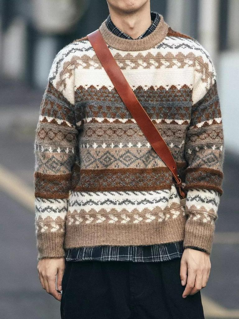 Pánský retro pletený svetr Korejský styl Podzim/Zima 2025