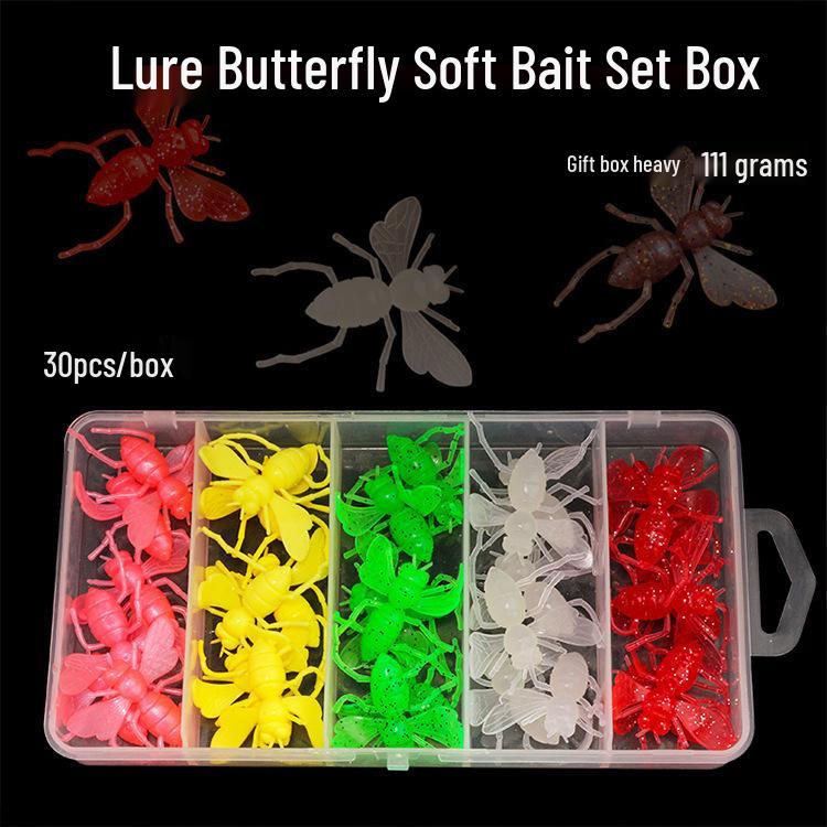 30-Piece Butterfly Bee Bionic Soft Lure Tackle Box Set
