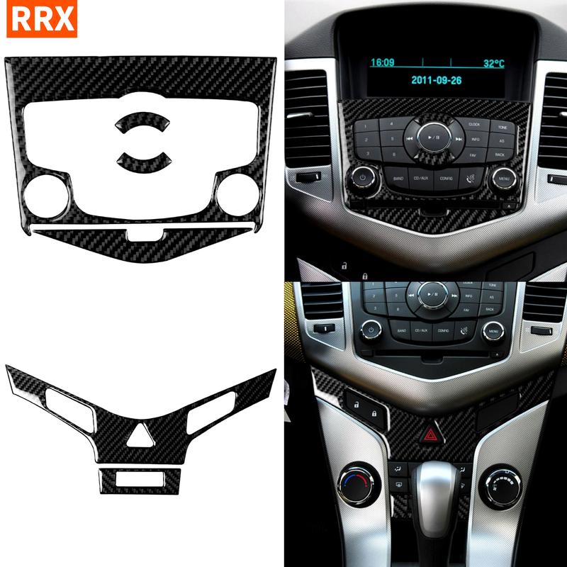For Chevrolet Cruze 2009-2015 Real Carbon Fiber Stickers Central Radio AC CD Control Panel Car Accessories Interior decorative