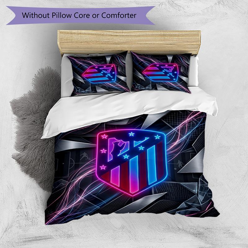 Set Biancheria da Letto 3 Pezzi con Stampa Atletico Madrid Morbido Delicato sulla Pelle Lavabile Copripiumino e Federe Set per Tutte le Stagioni Camera da Letto