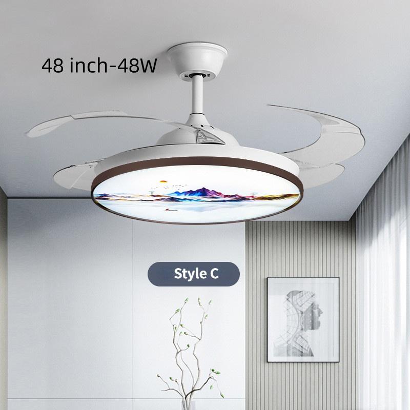 36W/48W Bedroom Invisible Silent Fan Light Simple Ceiling Fan Lamps With Remote Control Household Intelligent Integrated Ceiling Fan With Light