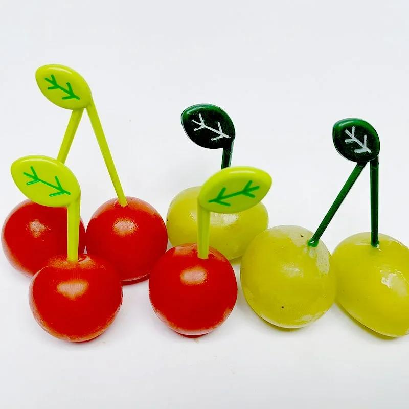 Bee Flower Fruit Fork Children Toothpick Food Prod Leaves Plastic Decoration Lunch Box Accessory Small Salad Tiny Mini Cake