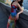 2026 European and American women's clothing summer new casual painted printing sexy suspender slim hip dress women