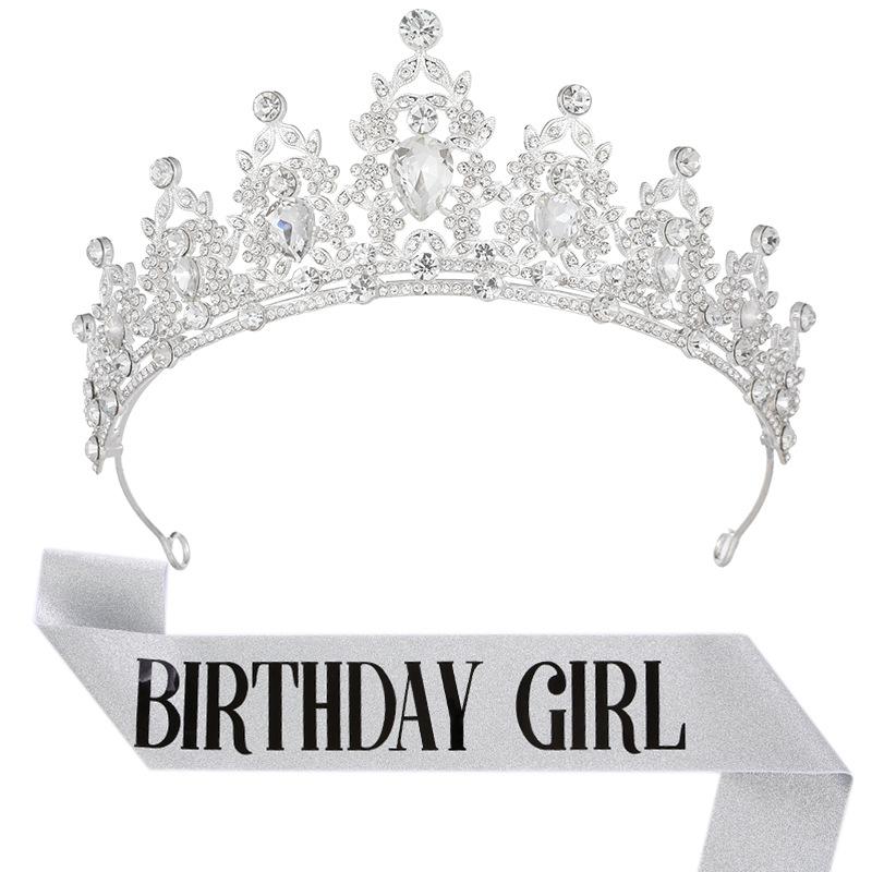 European and American Light Luxury Crystal Crown Hot Diamond Etiquette Belt Birthday Girl Birthday Party Accessories Decoration 2026