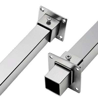 1/2 Sets, Heavy-duty Flange Base; Square Tube Connector Fits 25/30/35mm Dia. Tubes; Stainless Steel Elbow Joint Rail Clamps